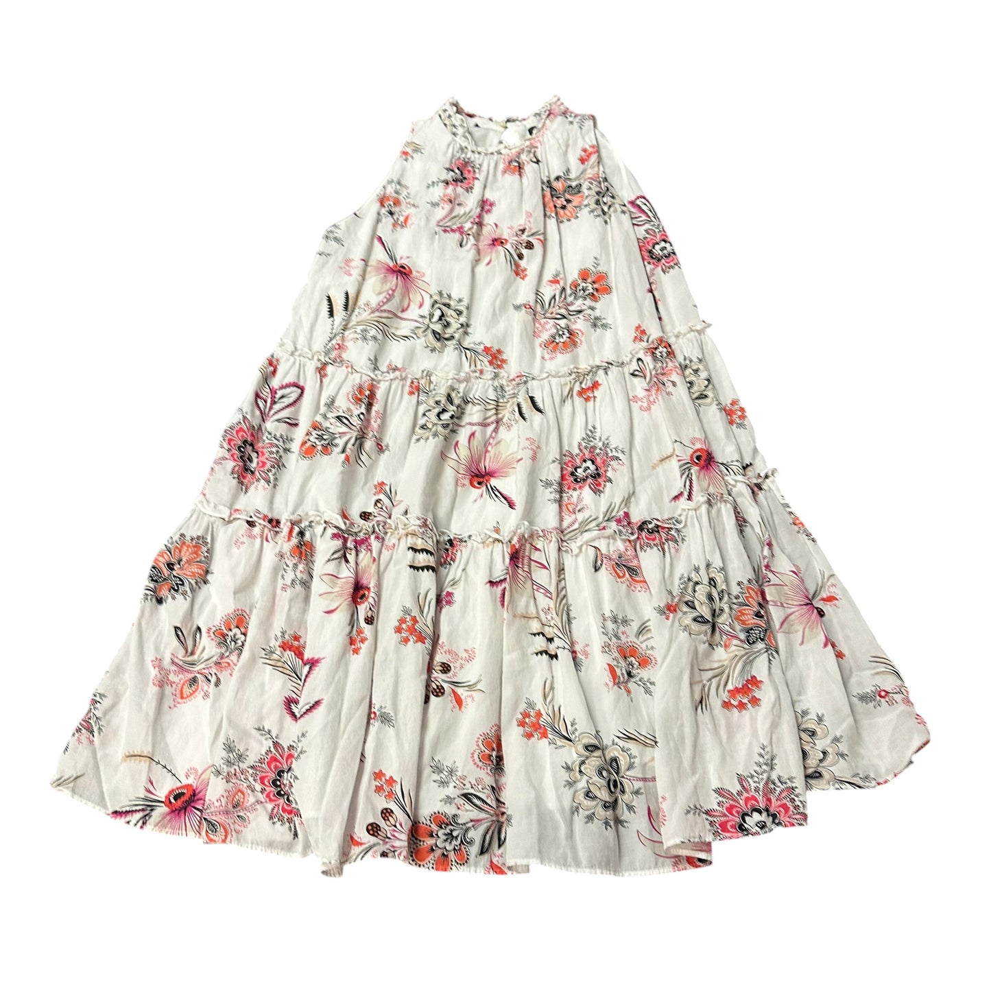 ANN TAYLOR WHITE FLORAL PAISLEY TIERED DRESS 100 SMALL