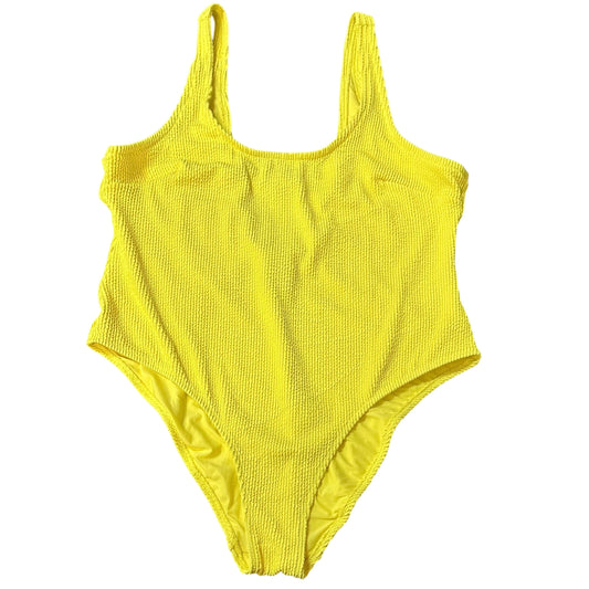 H&M YELLOW RIBBED ONE PC SWIMSUIT 279 XL