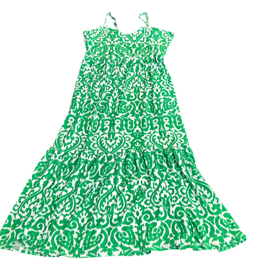 EMILY DANIELS WHITE GREEN MIDI DRESS 100 MEDIUM PETITE