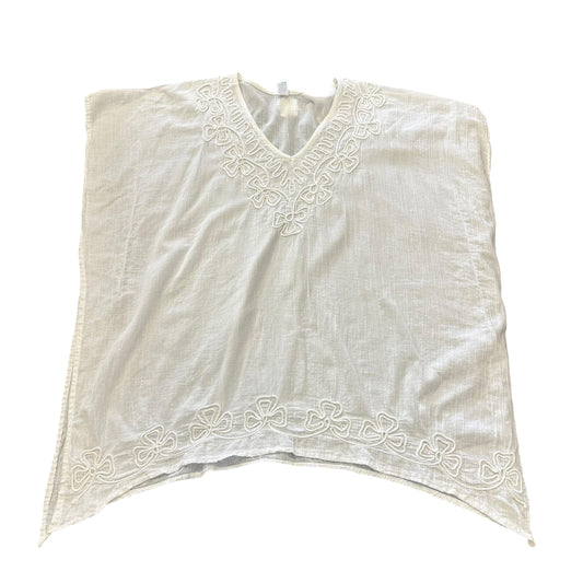 INDIA BOUTIQUE WHITE EMBROIDERED V NECK SWIMSUIT COVERUP 100 FREE SIZE