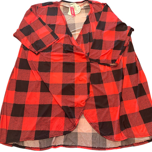 SOUTHERN CHARM RED BLACK BUFFALO PLAID OPEN CARDIGAN NWT 272 1/2X