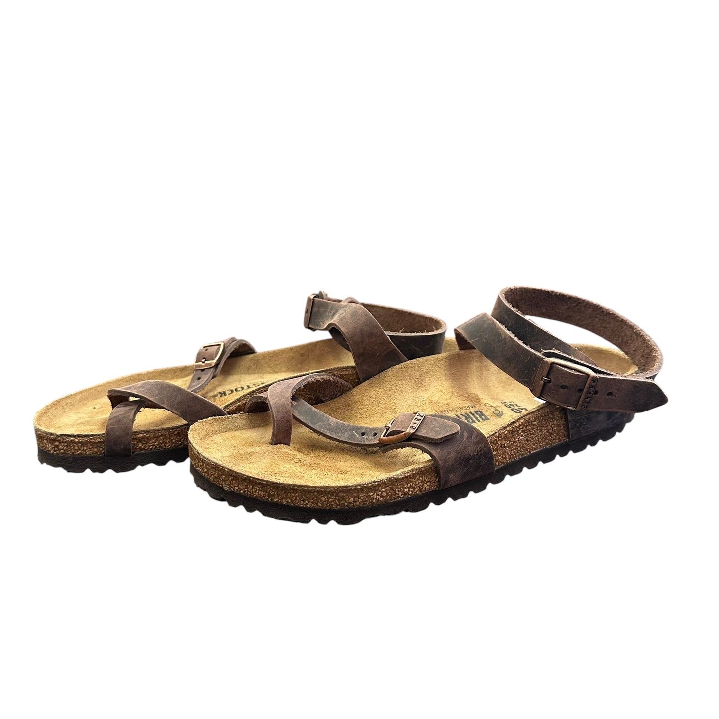 BIRKENTSTOCK YARA BROWN LEATHER SANDALS 143 SZ 40/9.5