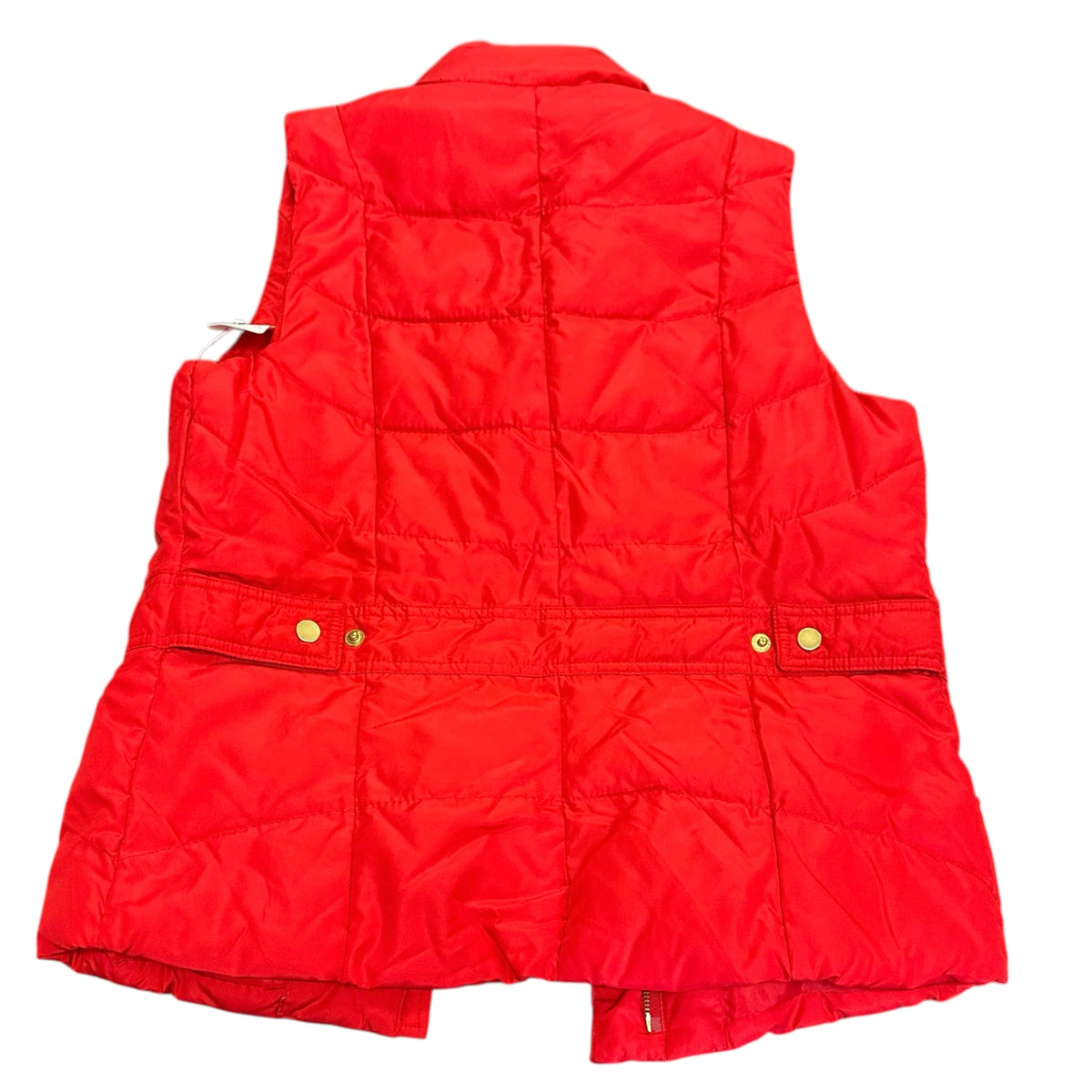 RED PUFFER VEST GOLD BUTTONS FULL ZIP 75 SMALL