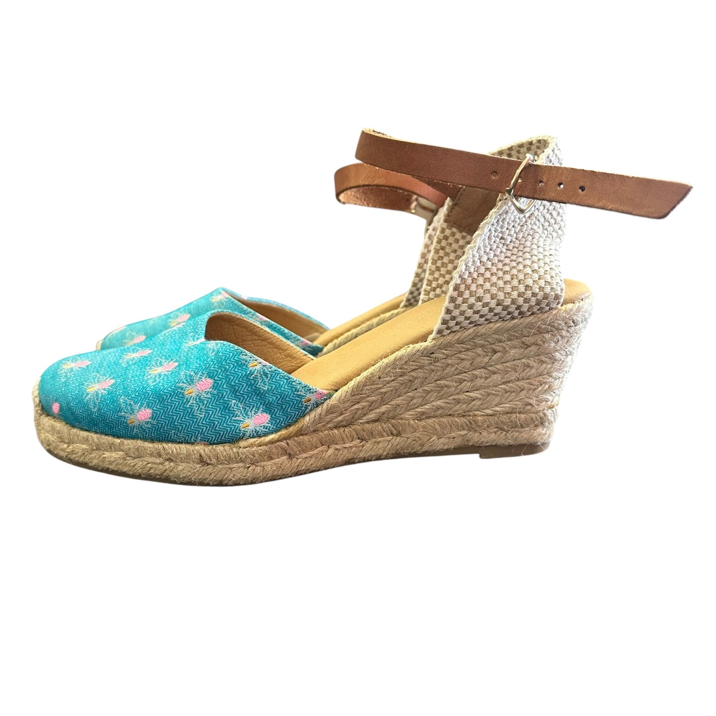 ANTHROPOLOGIE BLUE ESPADRILLE WEDGES 163 SZ 8.5