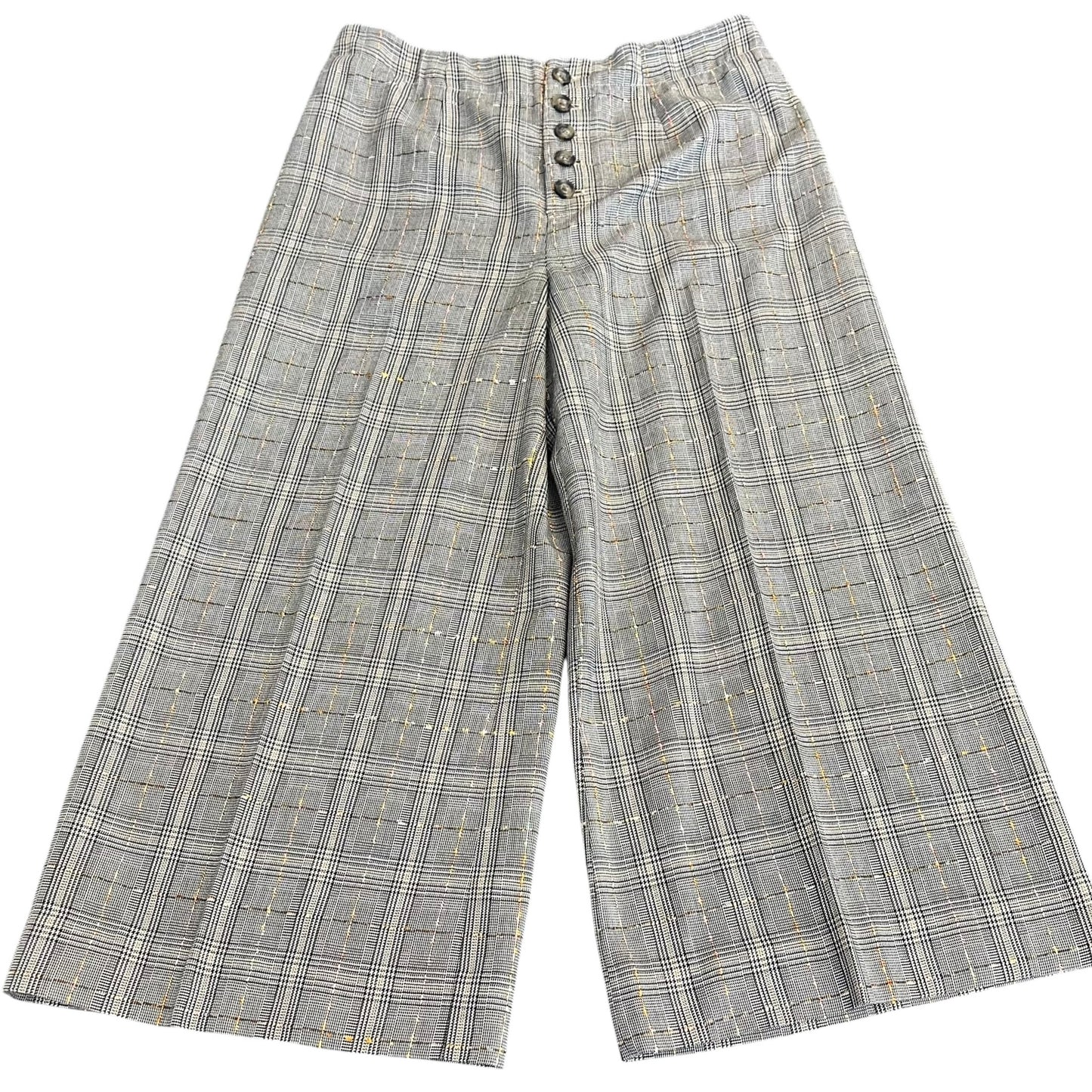 ANTHROPOLOGIE ROMA PLAID WIDE LEG CROPPED PANTS 255 SZ 6