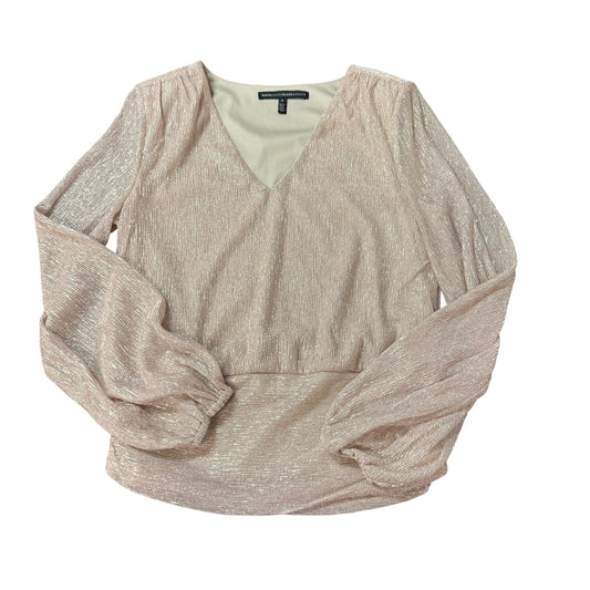 WHBM CHAMPAGNE SHIMMER LONG SLEEVE BLOUSE 247 SMALL