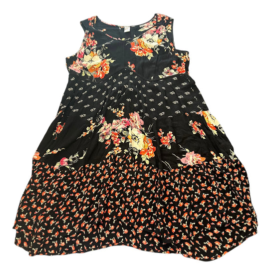 BILA BLACK FLORAL GAUZE DRESS SLEEVELESS 169 LARGE