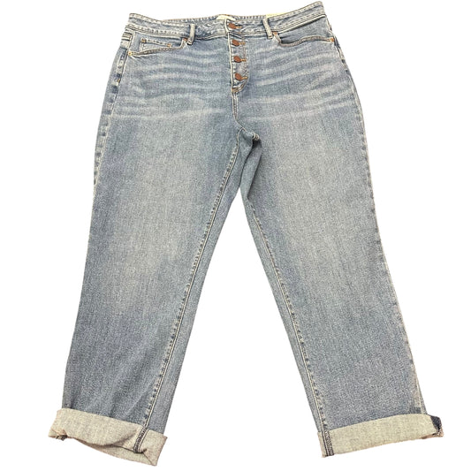 LOFT BLUE DENIM JEANS BUTTON FLY STRAIGHT CURVY HIGH RISE NWT 218 SZ 14