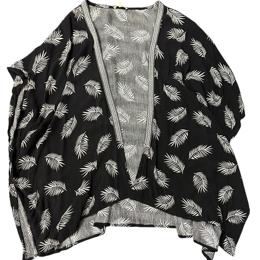 KORI BLACK TAN TROPICAL LEAF KIMONO 279 LARGE