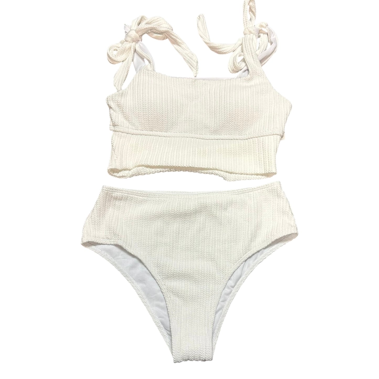 SHEIN WHITE 2 PC BIKINI SWIMSUIT NWOT 27 MEDIUM
