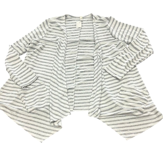 FLAMINGO WHITE GRAY STRIPED OPEN CARDIGAN 62 2X