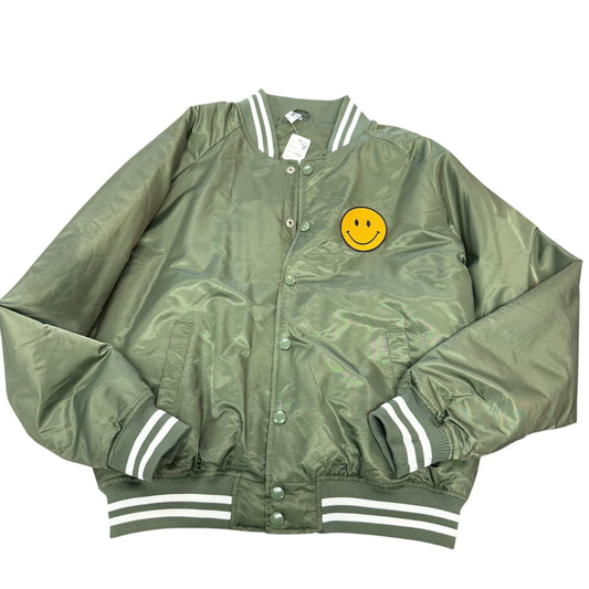 WEIV GREEN SMILEY FACE BOMBER JACKET 235 LARGE