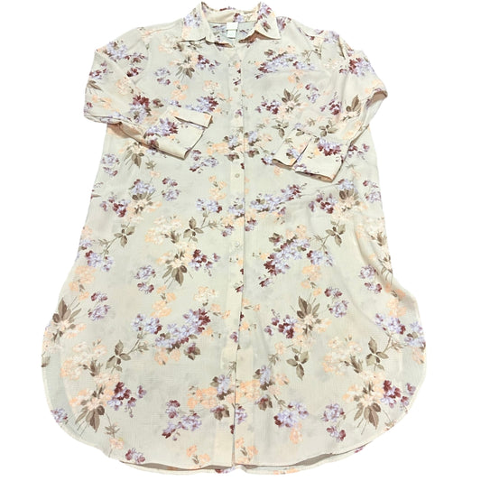 H&M BEIGE FLORAL BUTTON UP DRESS 100 MEDIUM