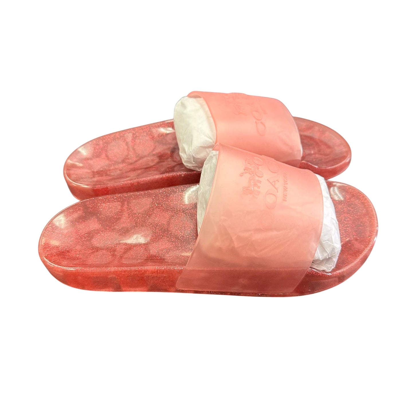 COACH PINK GLITTER RUBBER SANDALS NWOB 100 SZ 6