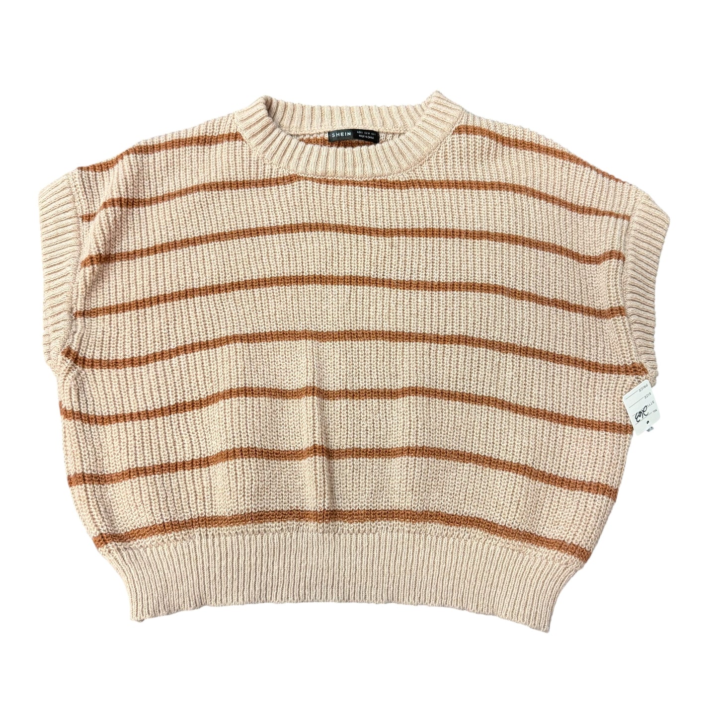 SHEIN TAN BROWN STRIPED KNIT VEST 263 SMALL