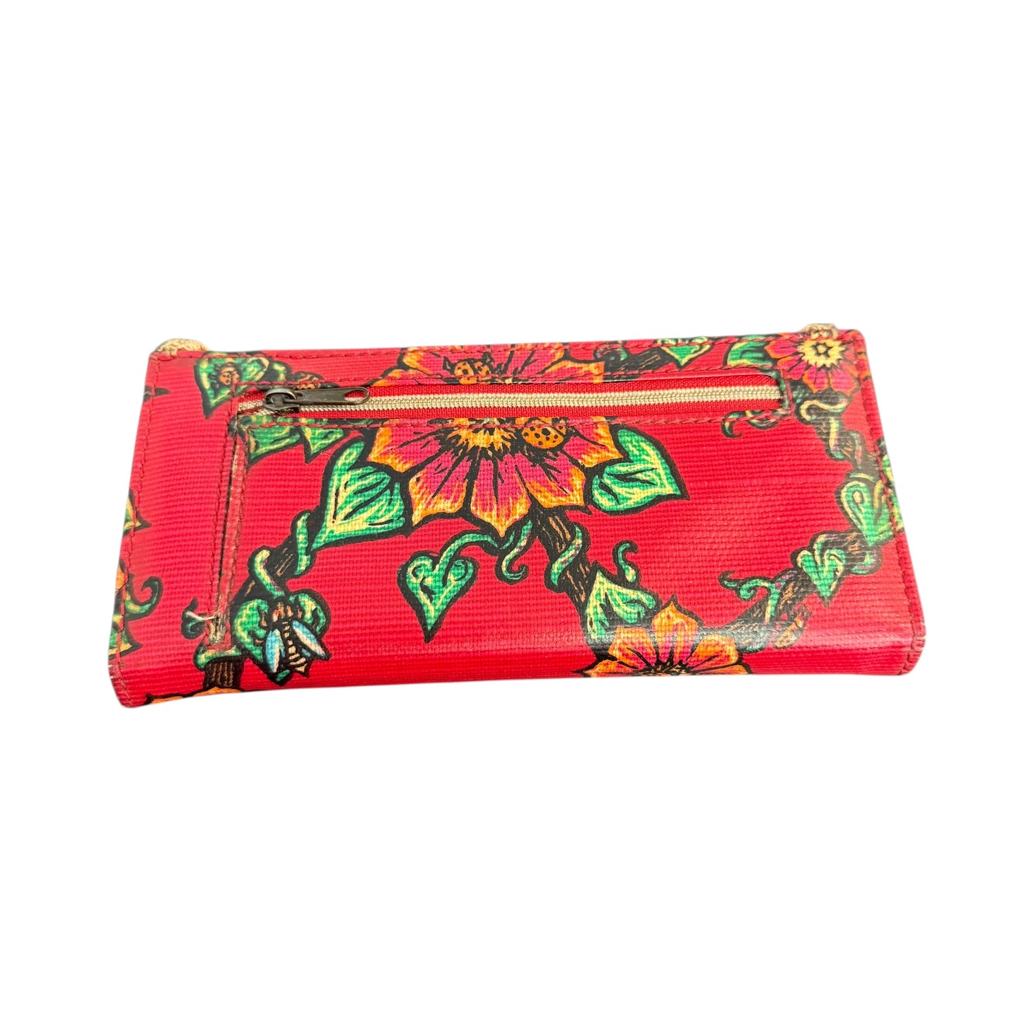 THE SAKROOTS ARTIST CIRCLE TRIFOLD WALLET RED FLORAL 258 OS