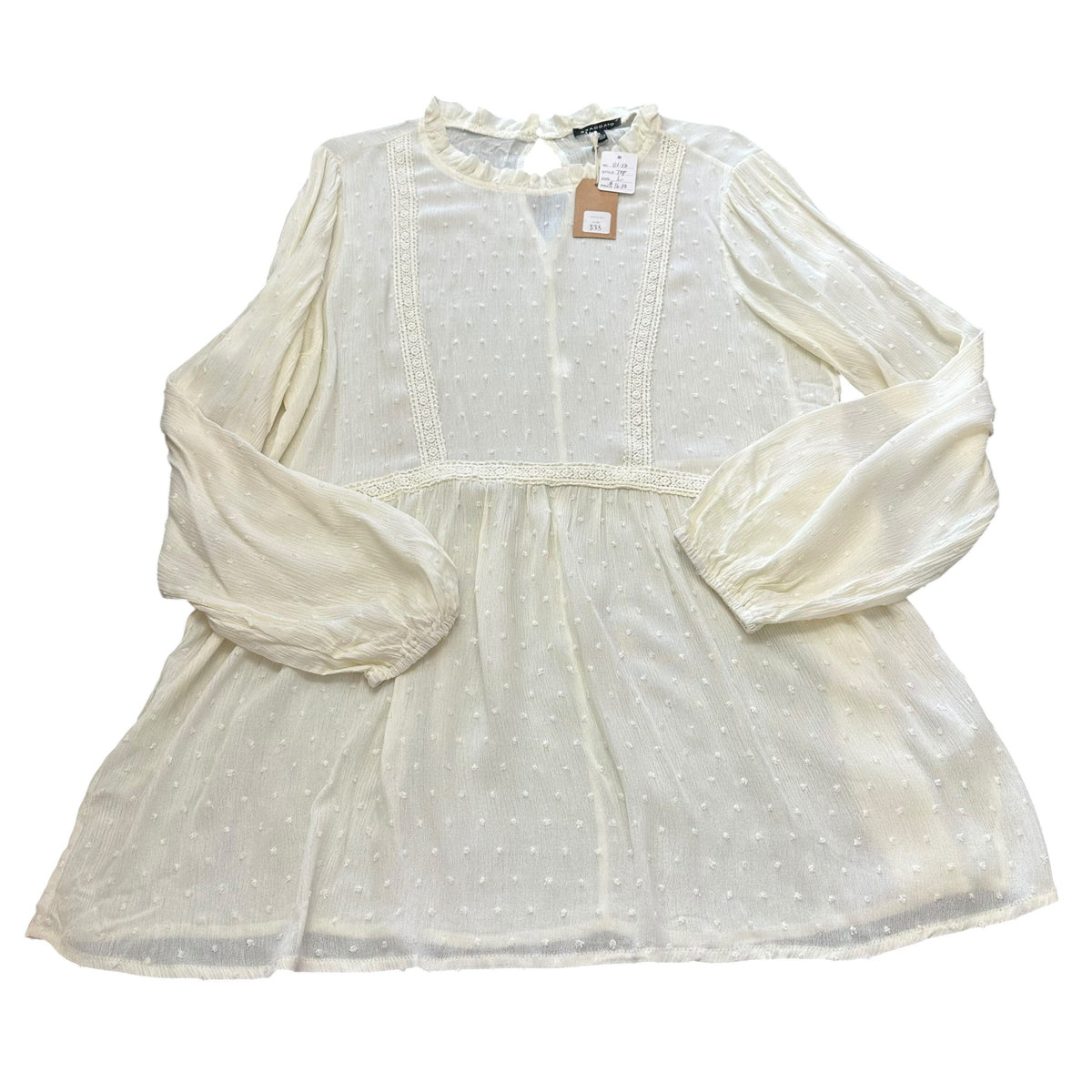 STACCATO BEIGE BOHO SWISS DOT BLOUSE NWT 100 LARGE