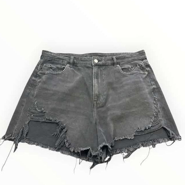 AMERICAN EAGLE BLACK DENIM SHORTS HIGHEST RISE MOM SHORT 100 Sz 16