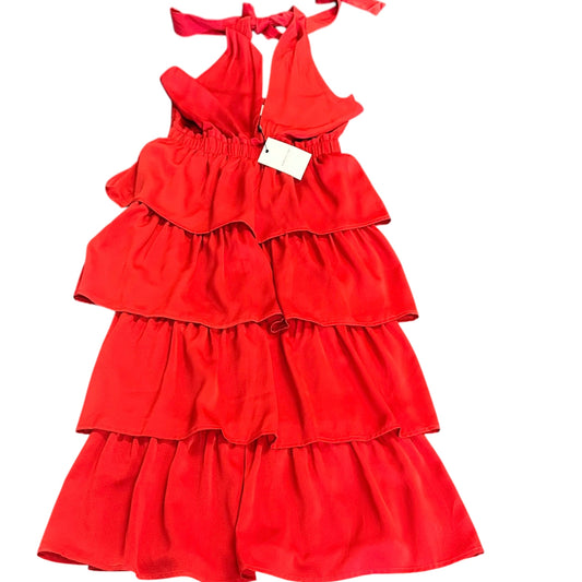ADELYN RAE RED HALTER RUFFLE TIERED DRESS NWT 14 SMALL