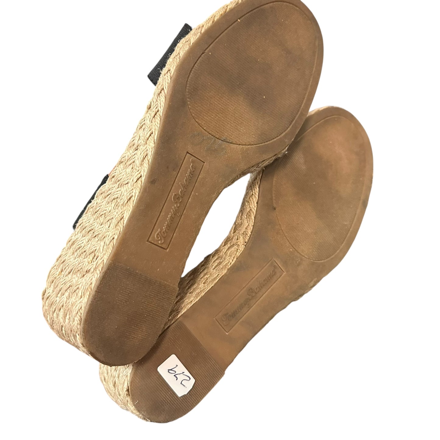 TOMMY BAHAMA BLACK WEDGES ESPADRILLES 279 SZ 9.5