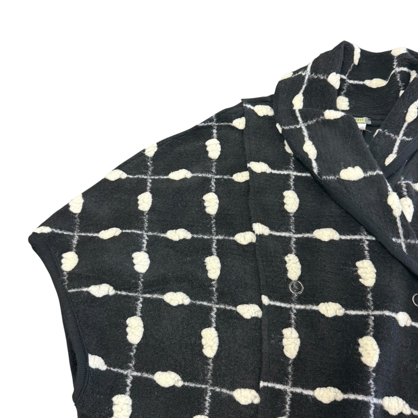 DOLCEZZA BLACK WHITE WOOL BLEND CARDIGAN JACKET 100 MEDIUM