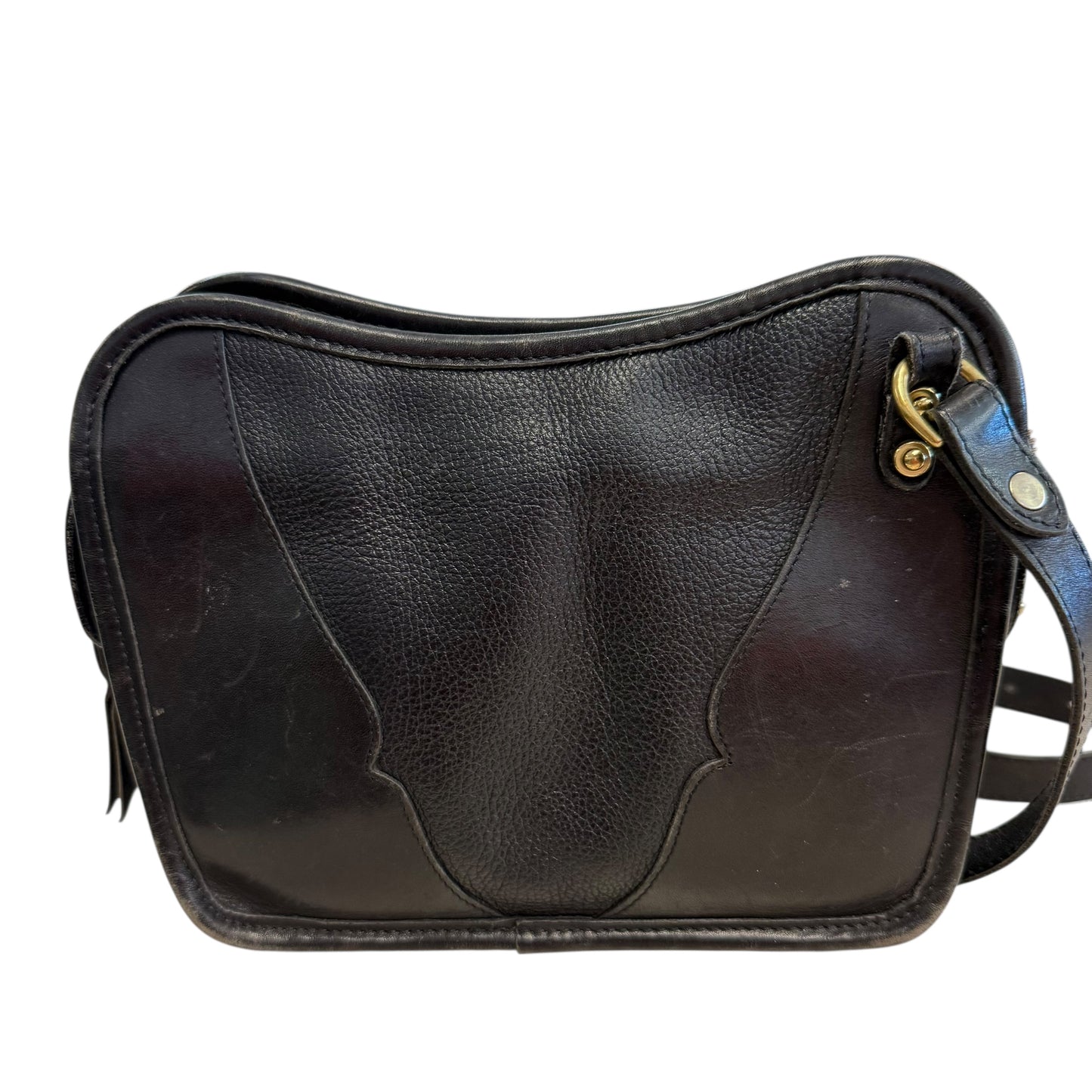 VINTAGE BLACK LEATHER CROSSBODY GOLD HARDWARE 84