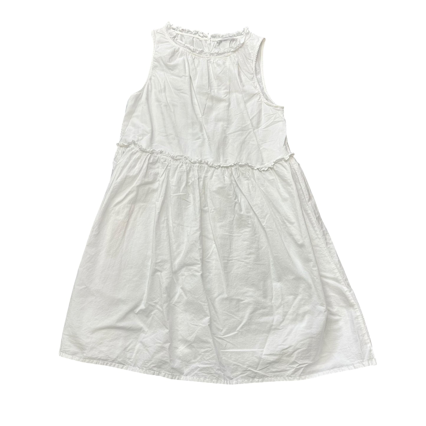 MNG WHITE SLEEVELESS DRESS RUFFLES 100 SMALL
