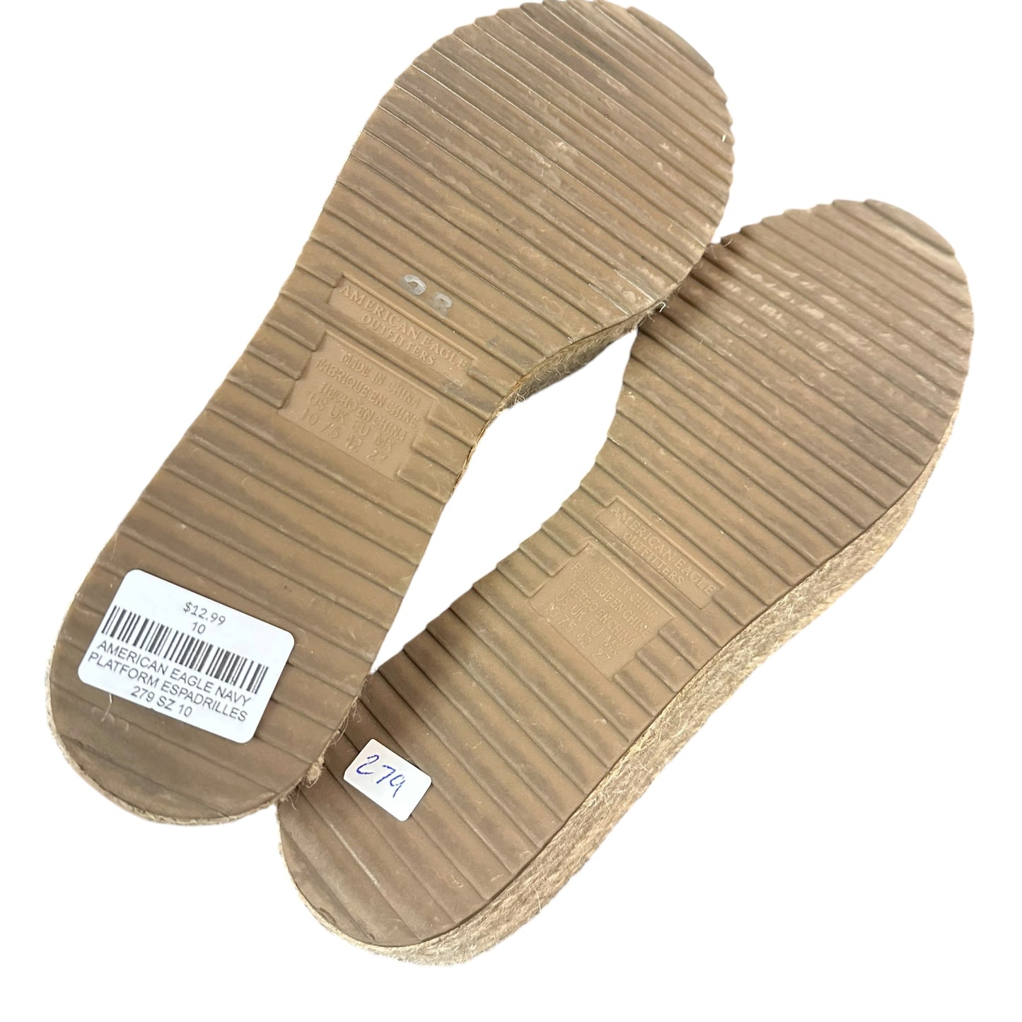 AMERICAN EAGLE NAVY PLATFORM ESPADRILLES 279 SZ 10