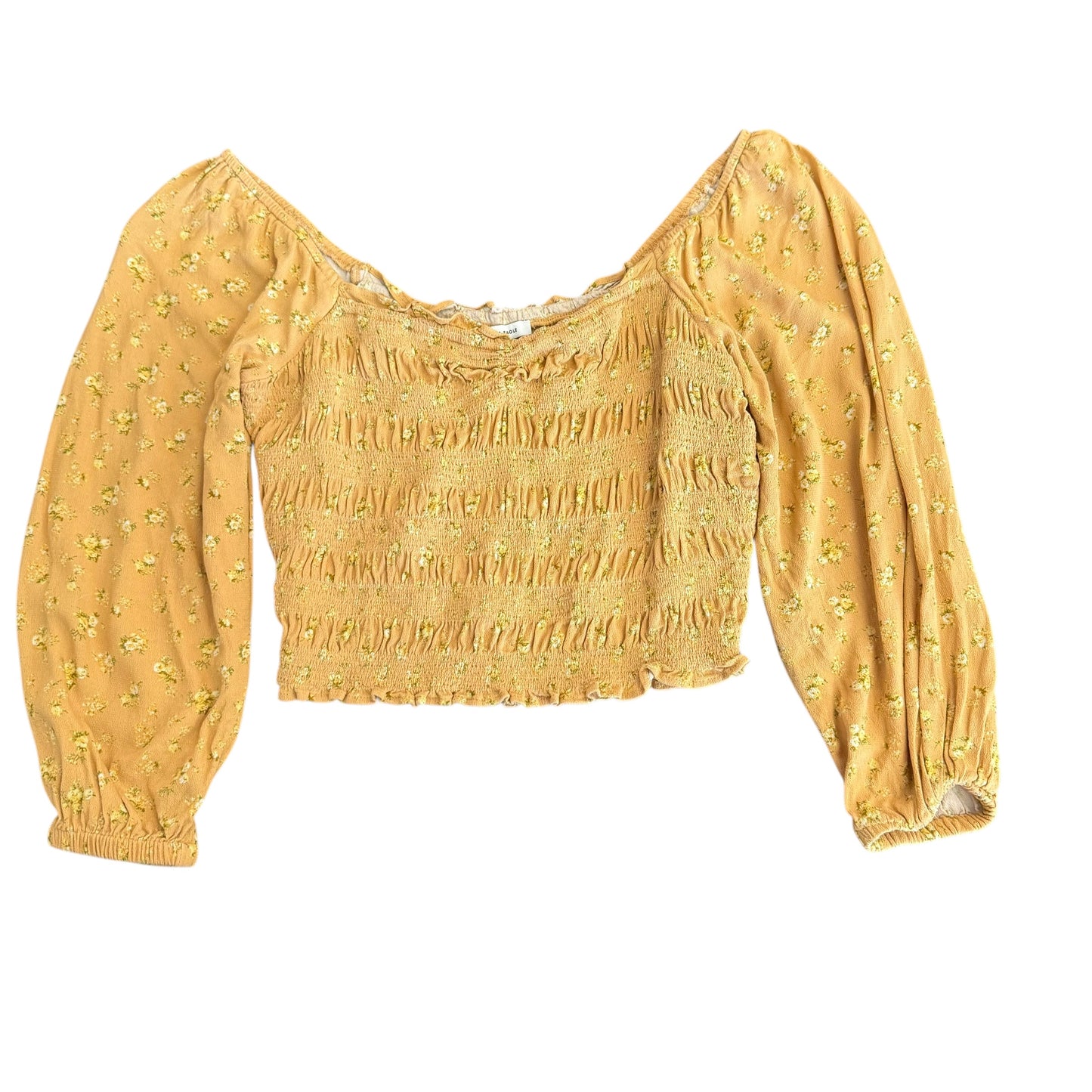 AMERICAN EAGLE YELLOW FLORAL SMOCKED BLOUSE 100 SMALL