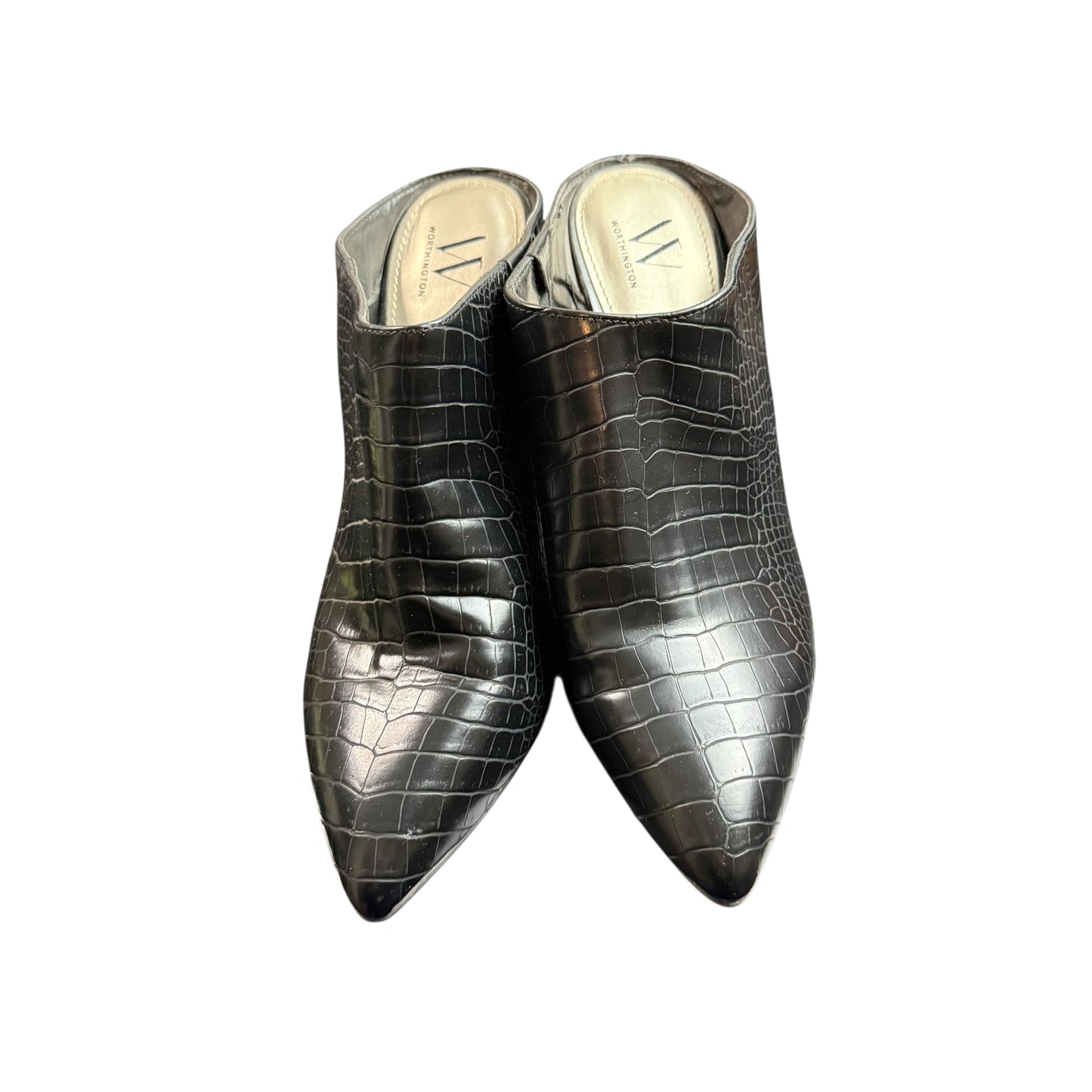 WORTHINGTON BLACK MULE ZENITH HEELS 100 SZ 9M