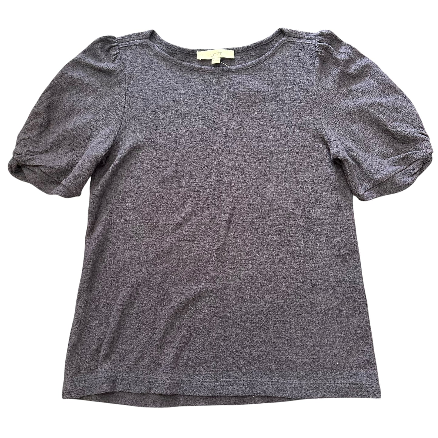 LOFT NAVY PUFF SLEEVE TEXTURED BLOUSE 100 MEDIUM