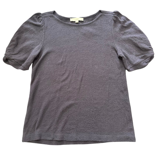 LOFT NAVY PUFF SLEEVE TEXTURED BLOUSE 100 MEDIUM