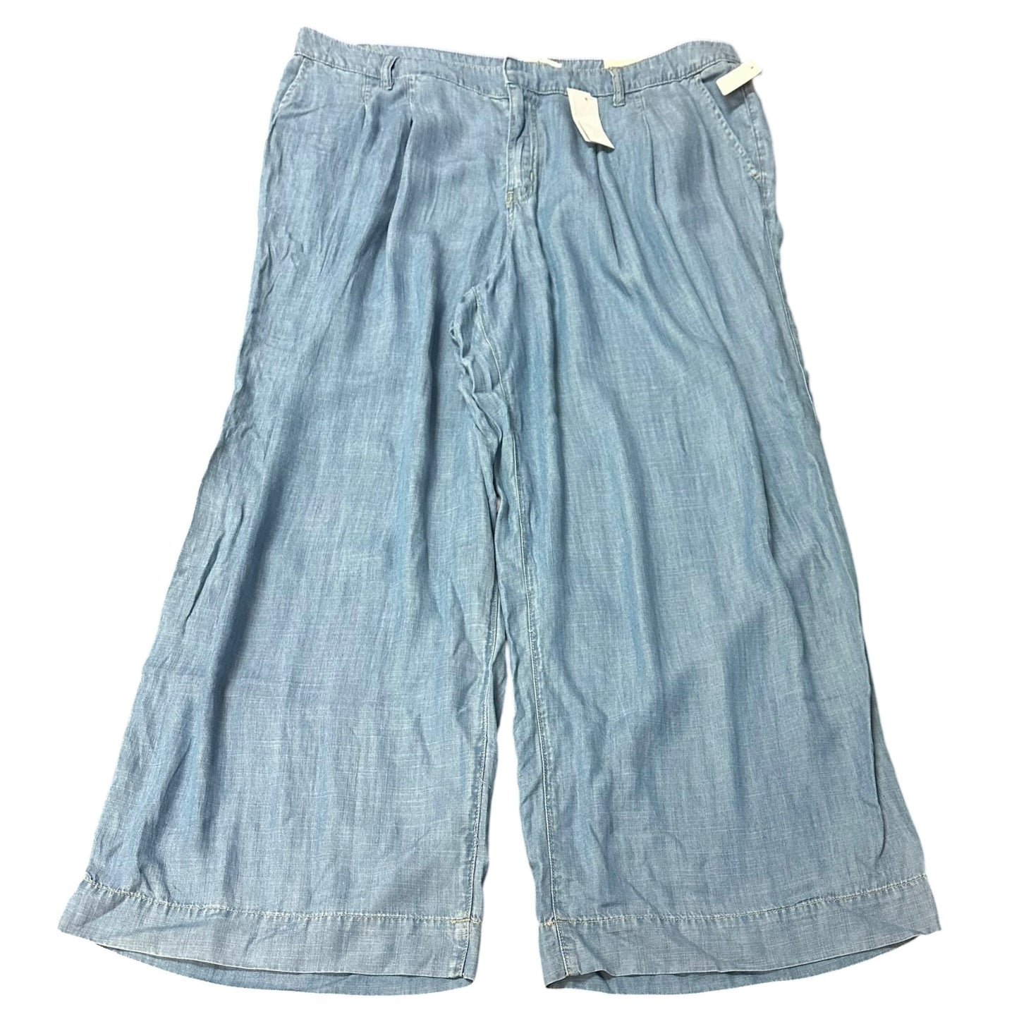 LANE BRYANT BLUE CHAMBRAY WIDE LEG PANTS NWT 270 SZ 16