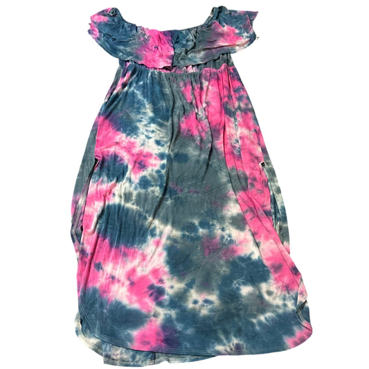 SWEET LOVELY PINK NAVY TIE DYE OFF SHOULDER MAXI DRESS 279 2XL