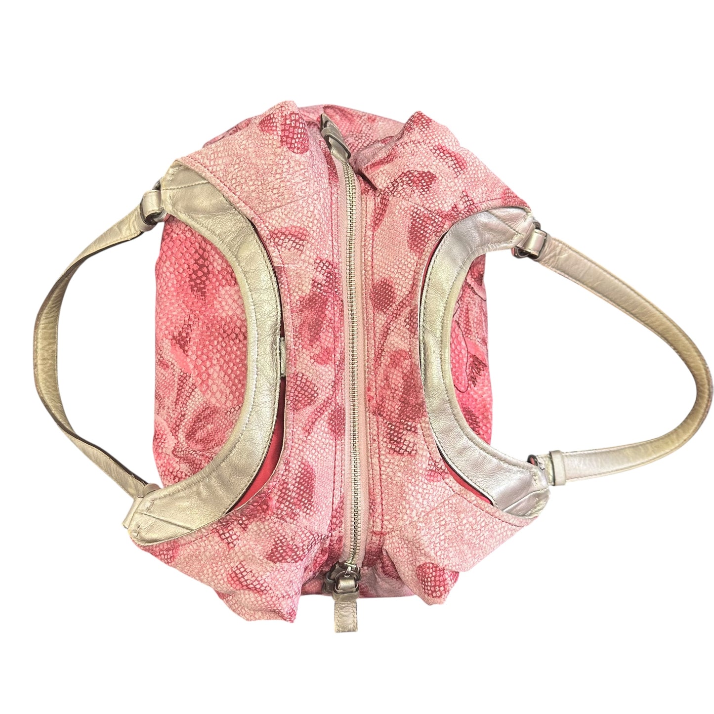 COACH MADISON MAGGIE SHOULDER BAG PINK FLORAL SILVER LEATHER 258 GUC