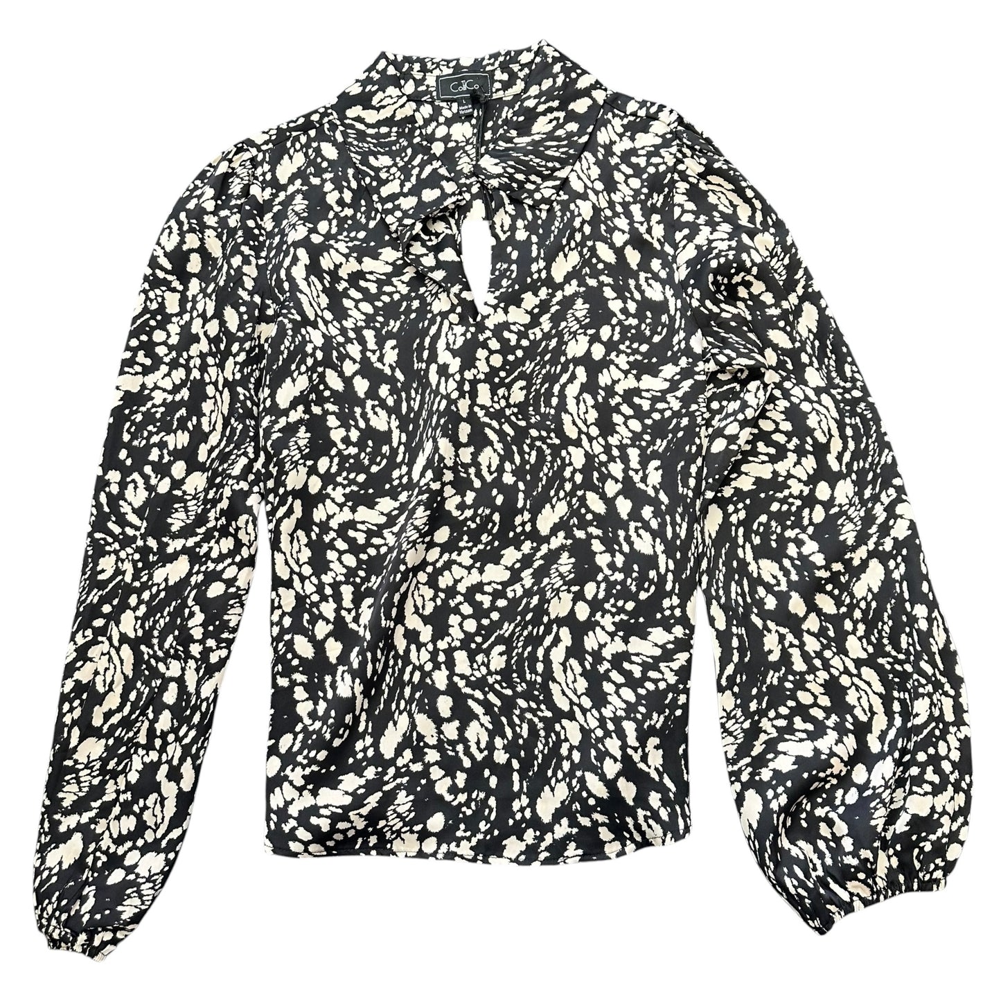 COLILCO BLACK BEIGE ANIMAL PRINT BLOUSE NWT 218 LARGE
