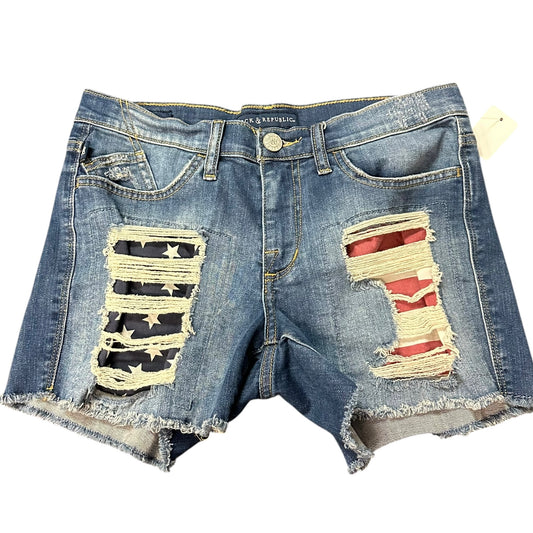 ROCK & REPUBLIC USA FLAG DENIM CUT OFF SHORTS 15 SZ 10