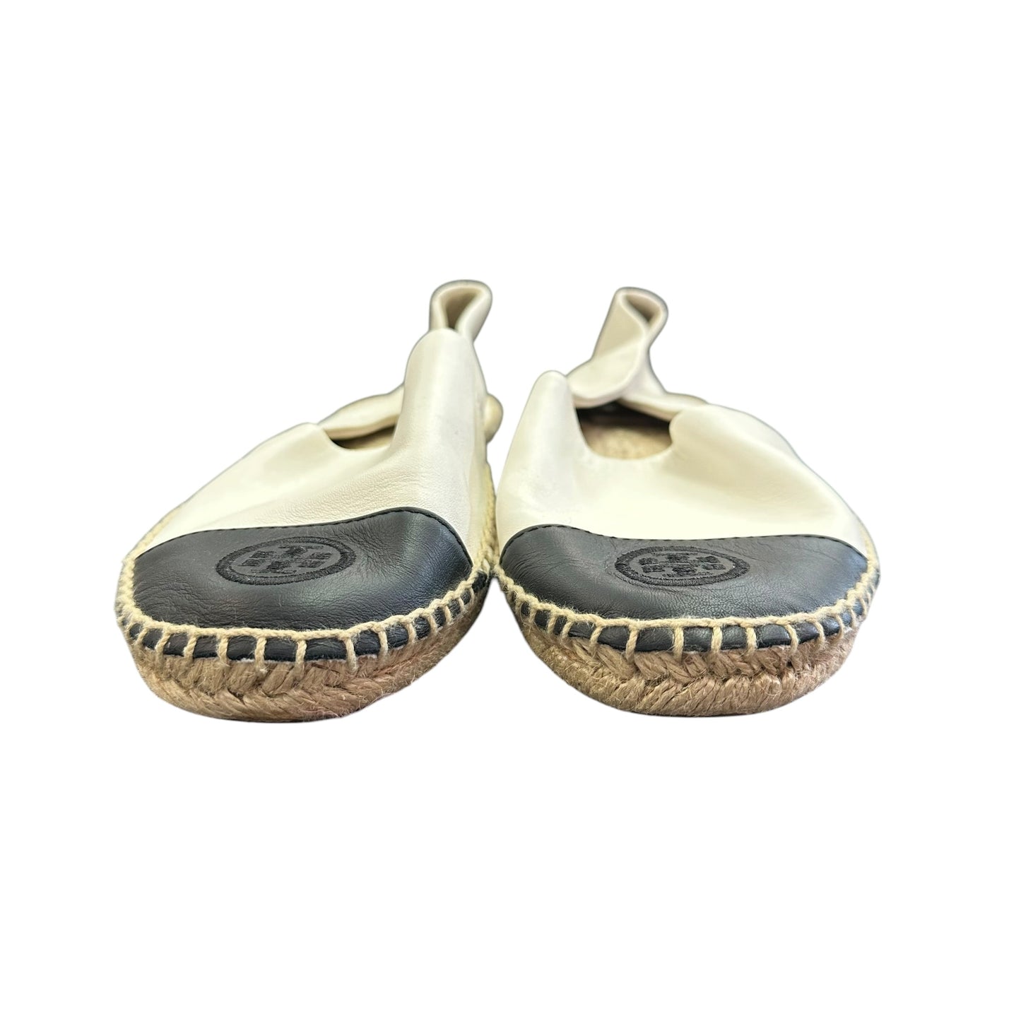 TORY BURCH LEATHER COLOR BLOCK ESPADRILLES FLAT LEATHER BLACK 219 SZ 10