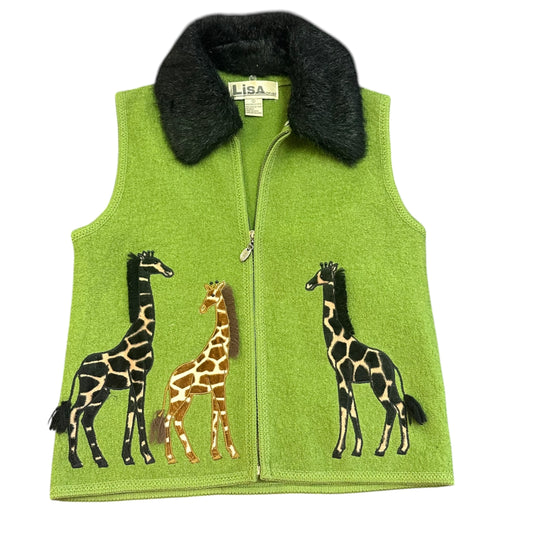 VINTAGE LISA INTERNATIONAL 100% BOILED WOOL GREEN VEST 100 SMALL