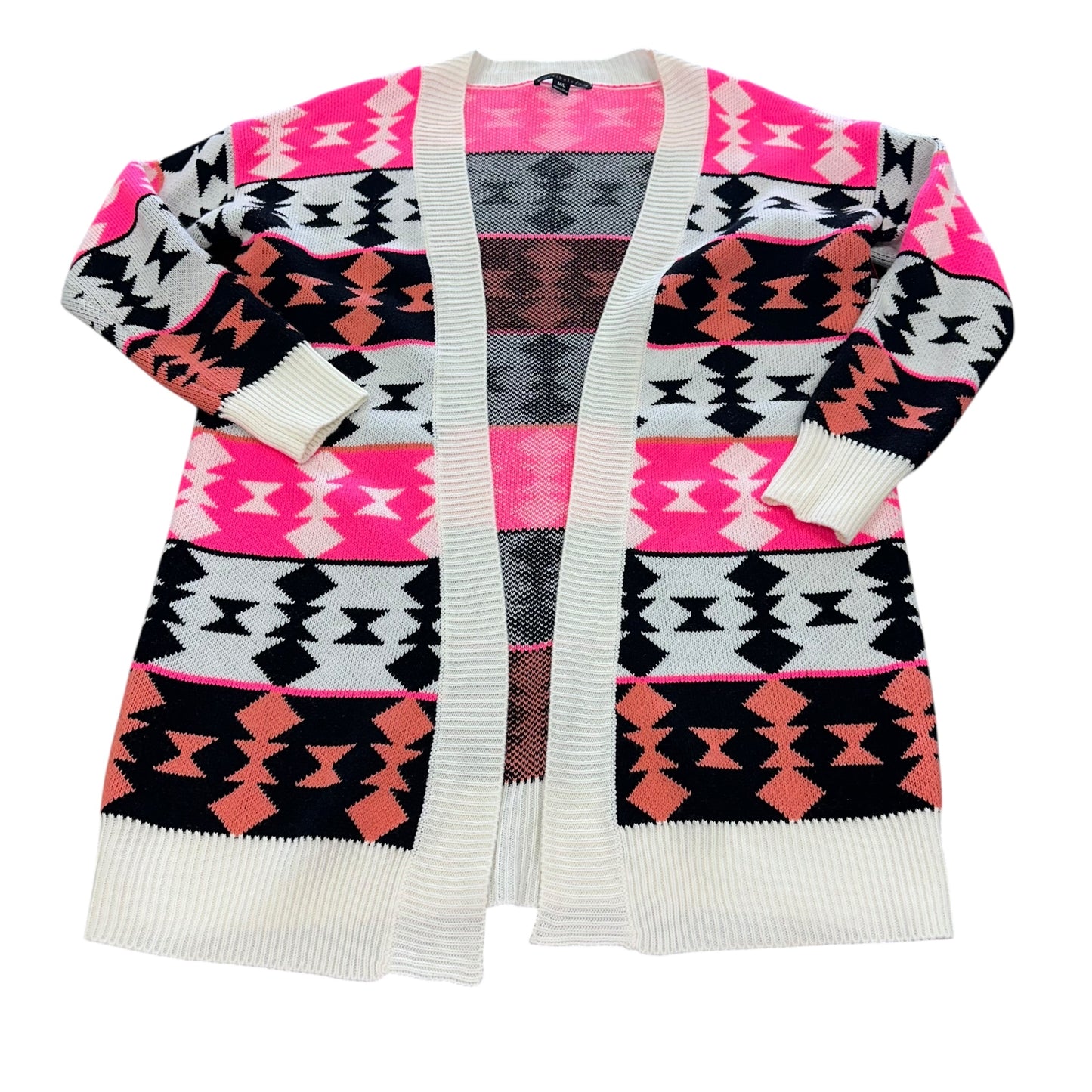 VIBALA NEON PINK BLACK ORANGE OPEN CARDIGAN 82 M/L