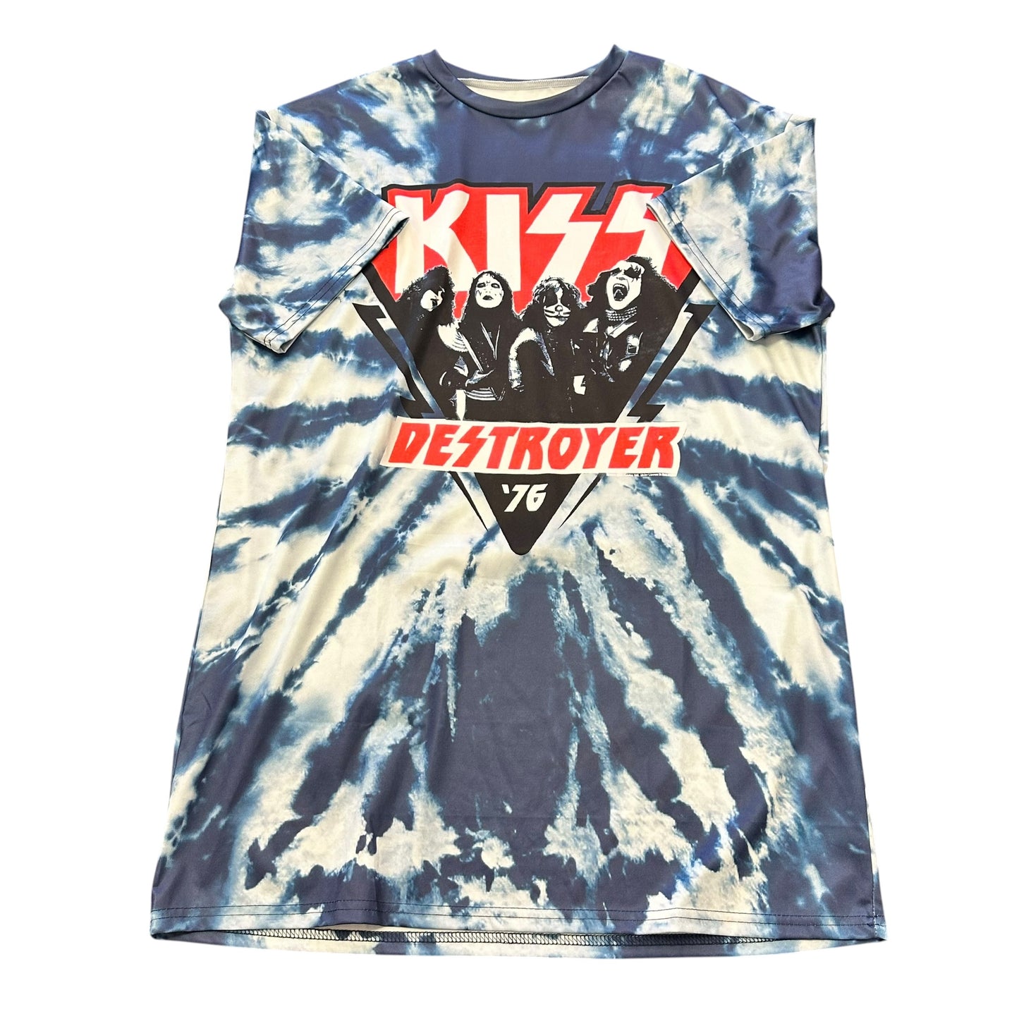 KISS NAVY TIE DYE TSHIRT DRESS 268 LARGE