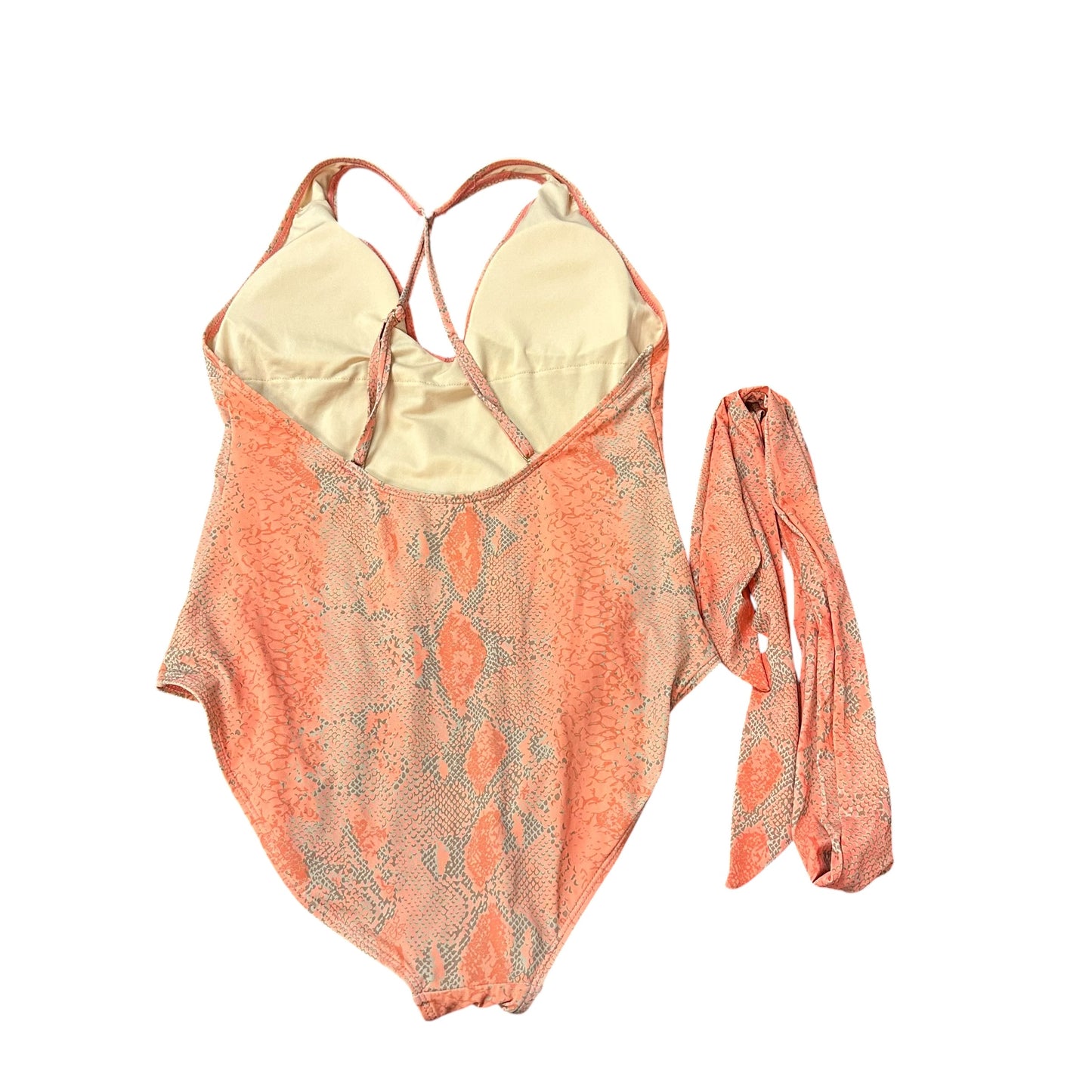 ORANGE BROWN SNAKESKIN ONE PC SWIMSUIT 143 XL