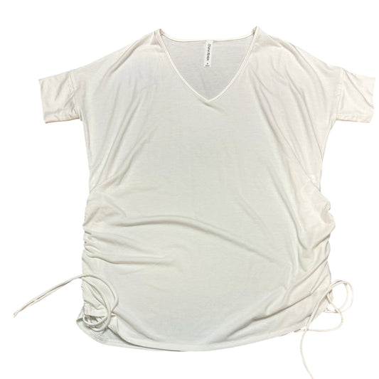 ZENANA WHITE SHIRT RUCHED SIDES 100 SMALL