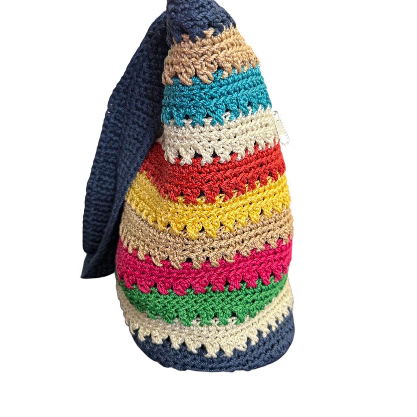THE SAK RAINBOW STRIPE CROCHET SMALL HOBO SHOULDER BAG 258 OS