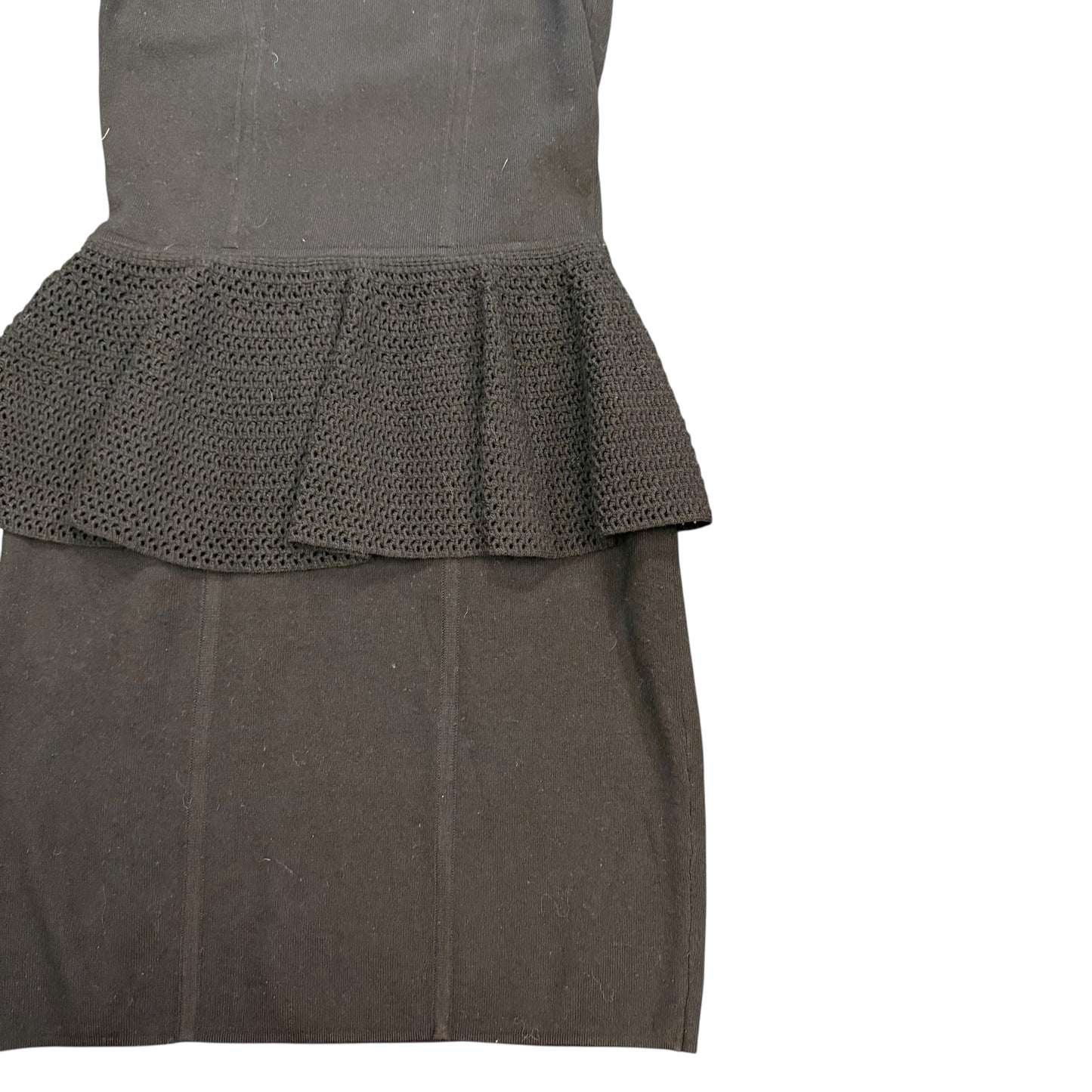 MILLY OF NEW YORK BLACK PEPLUM KNIT DRESS SMALL