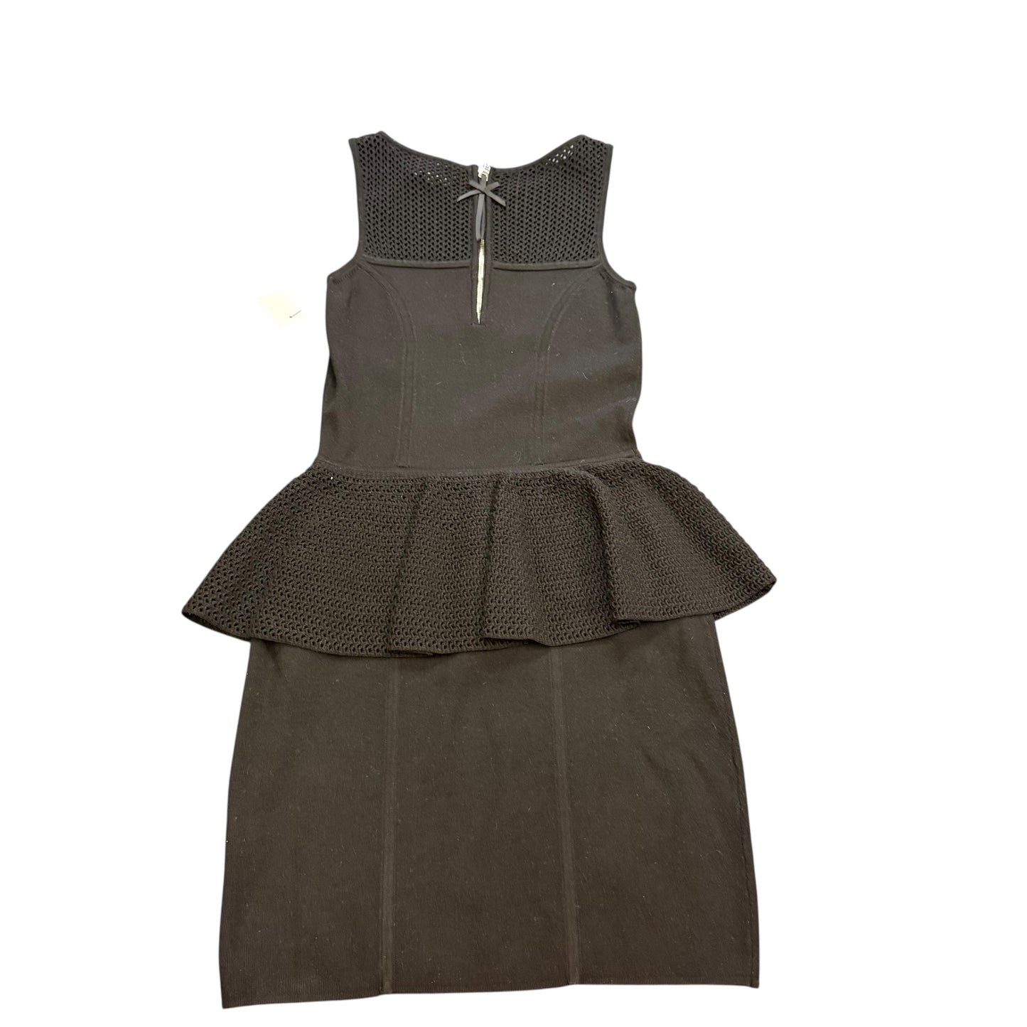 MILLY OF NEW YORK BLACK PEPLUM KNIT DRESS SMALL