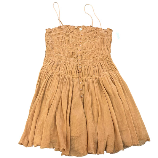 FREE PEOPLE ONE BROWN SMOCKED DRESS 100 MEDIUM