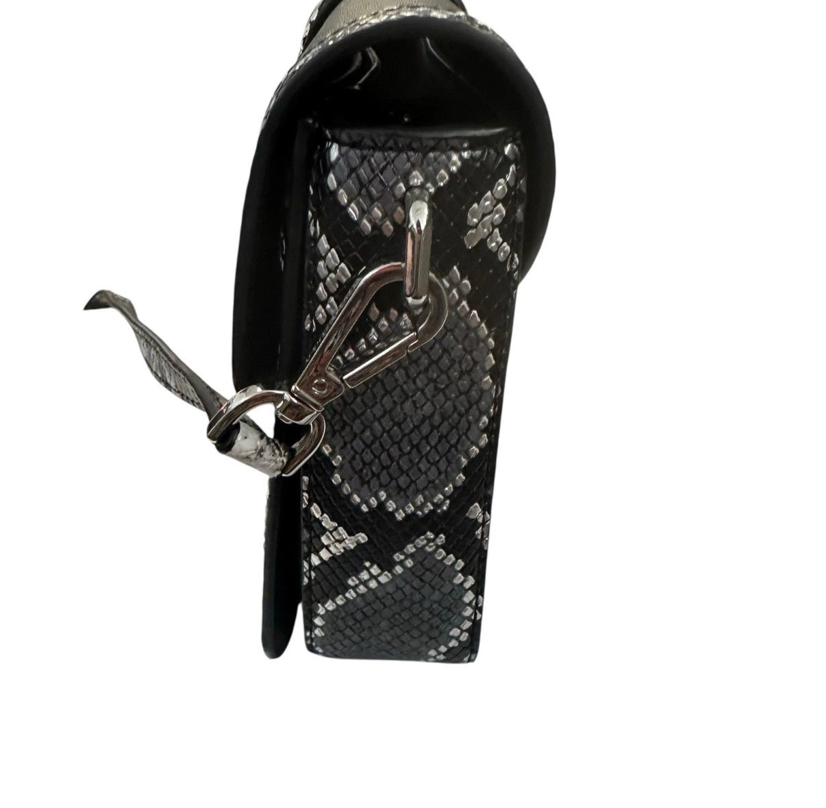 MICHAEL KORS CARMEN MEDIUM CONVERTIBLE SHOULDER FLAP BAG EXOTIC BLACK PURSE