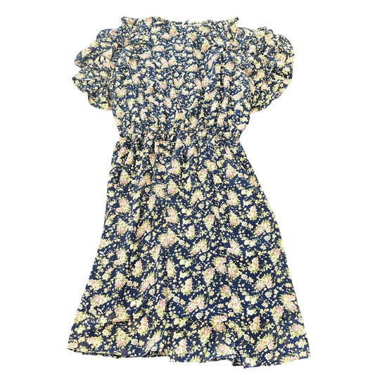 DAVI & DANI NAVY FLORAL DRESS RUFFLE NWT SMALL