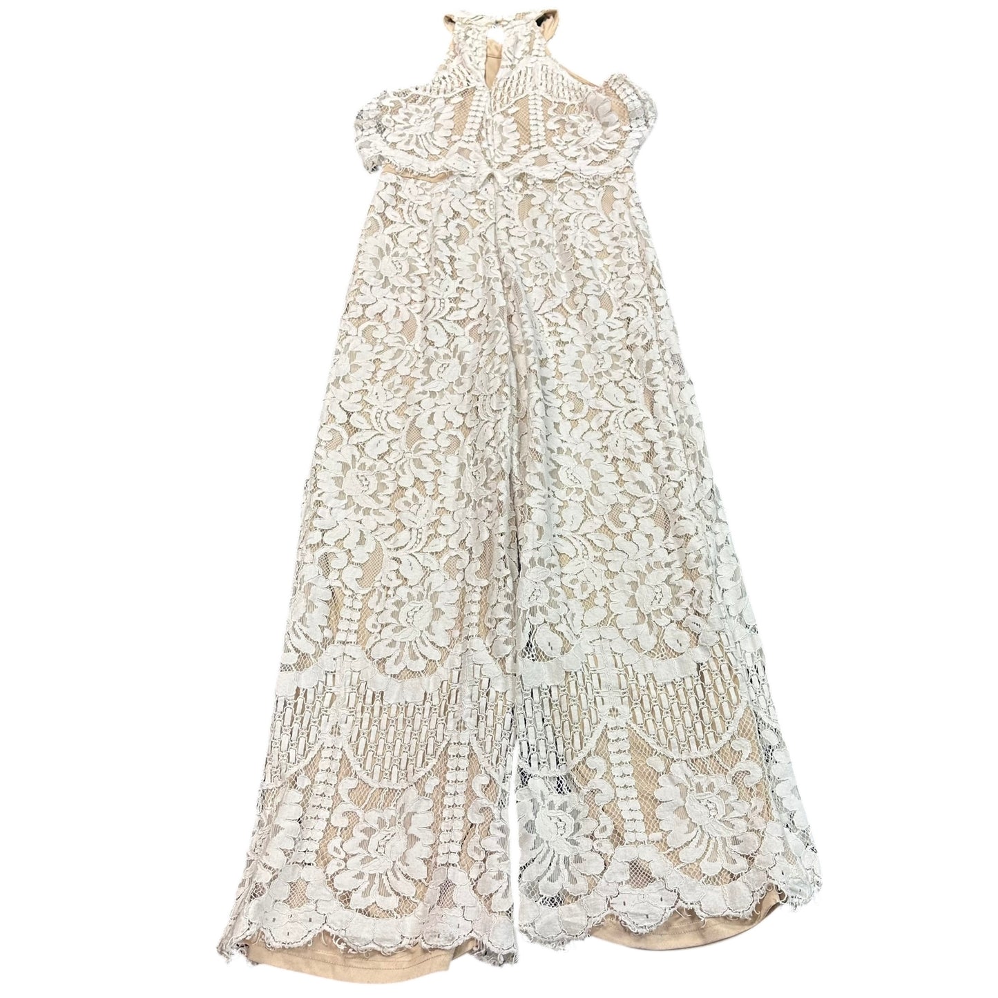 LULUS WHITE LACE WIDE LEG JUMPSUIT 100 MEDIUM